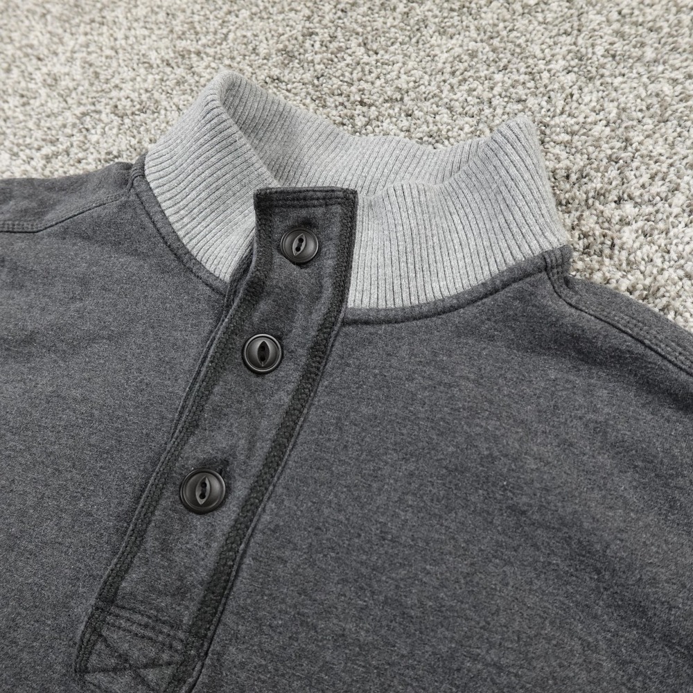 Tommy Bahama Sweater Mens Large Gray Knit Mock Neck Henley Long Sleeve Pullover